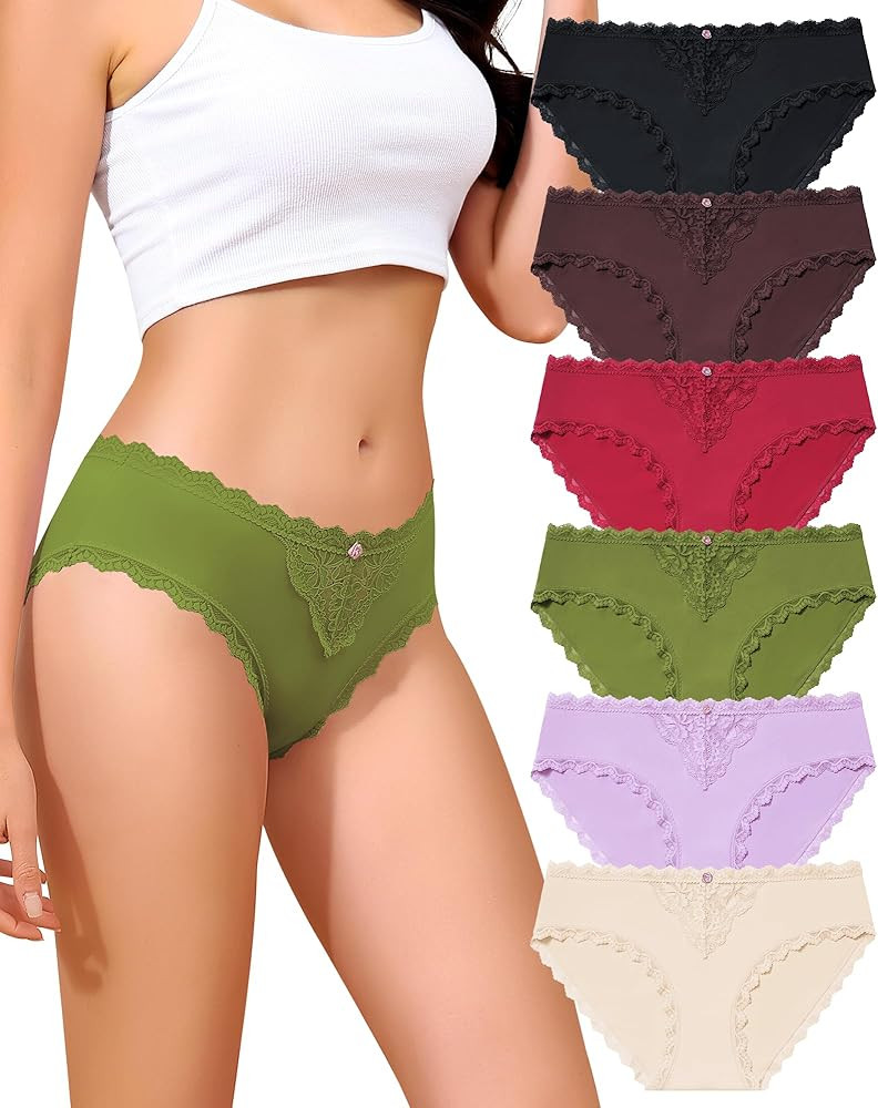 LEVAO Women's Underwear with Lace Panties for Women Cheeky Womens Panties Stretch Hipster Ladies ... | Amazon (US)