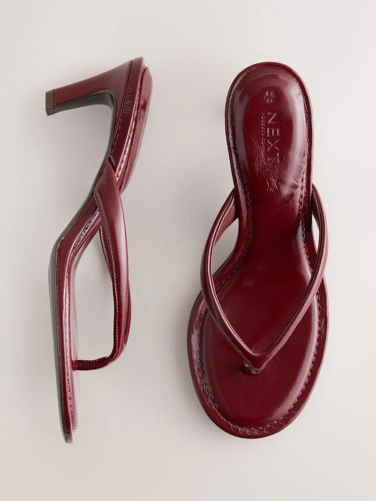 Buy Burgundy Red Forever Comfort\u00ae Round Toe Leather Toe Post Heels from Next USA | Next US