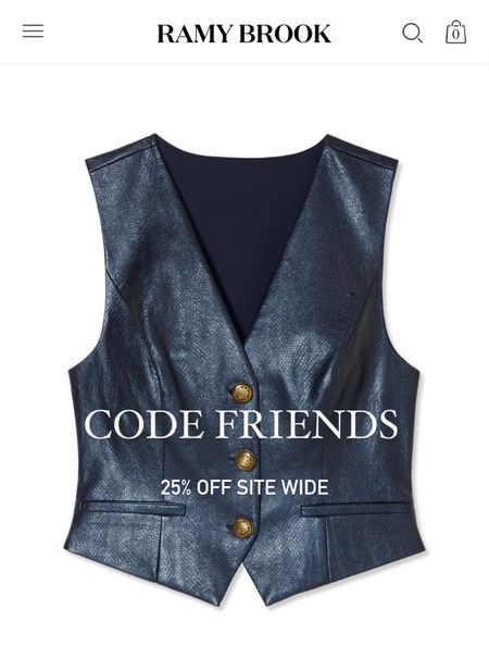 Fall fashion 
Leather vest 
Ramy Brook Fall 
25% off code friends 

#LTKover40 #LTKworkwear #LTKsalealert