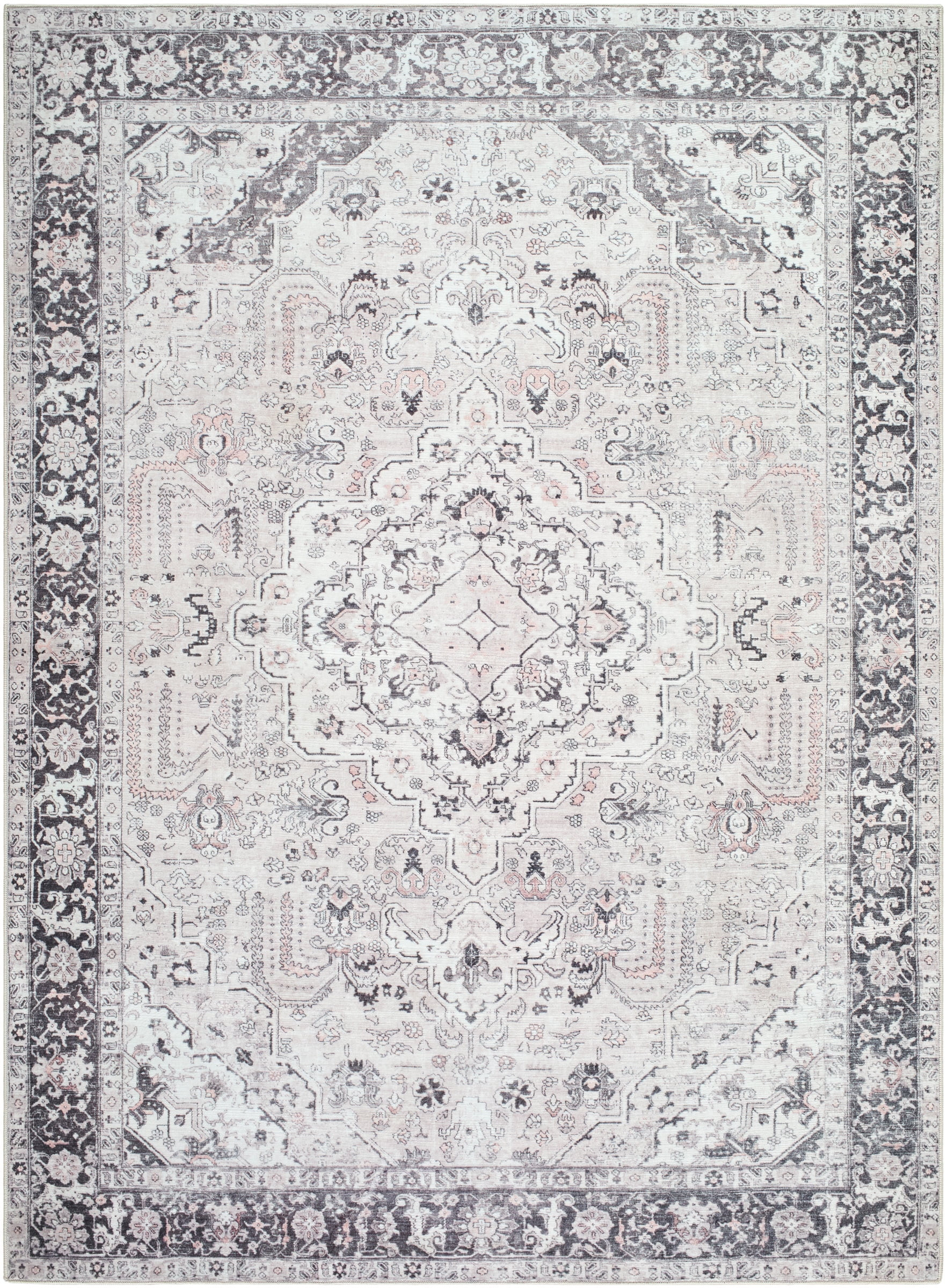 My Texas House Washable Laine Beige 5'3" x 7' Washable Area Rug | Walmart (US)