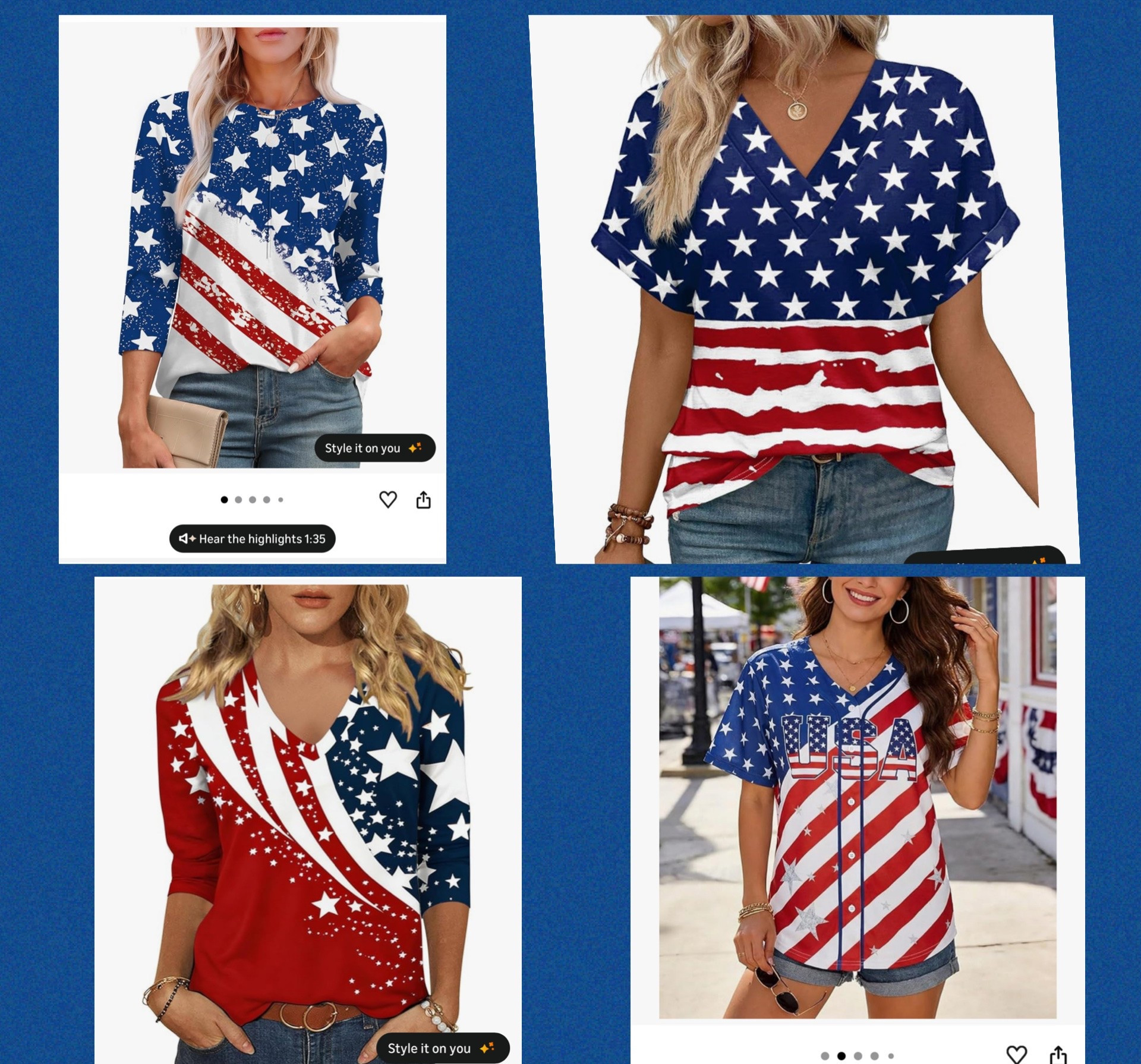 I love these patriotic shirts and all under $20! I mean seriously I would wear them anytime Of the year!

#LTKOver40 #LTKMidsize #LTKSeasonal
