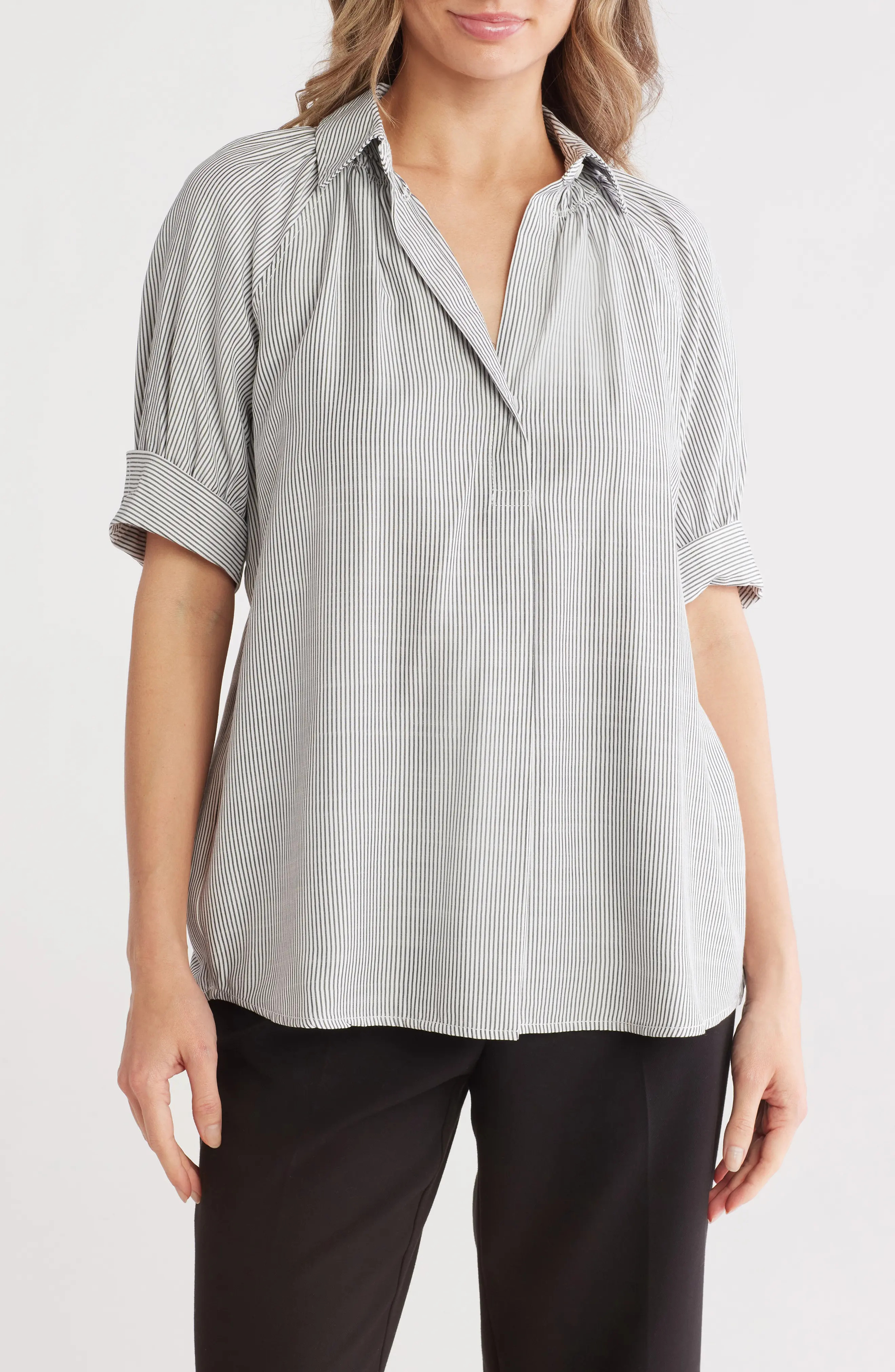 Stripe Short Sleeve Blouse (Women) | Nordstromrack | Nordstrom Rack