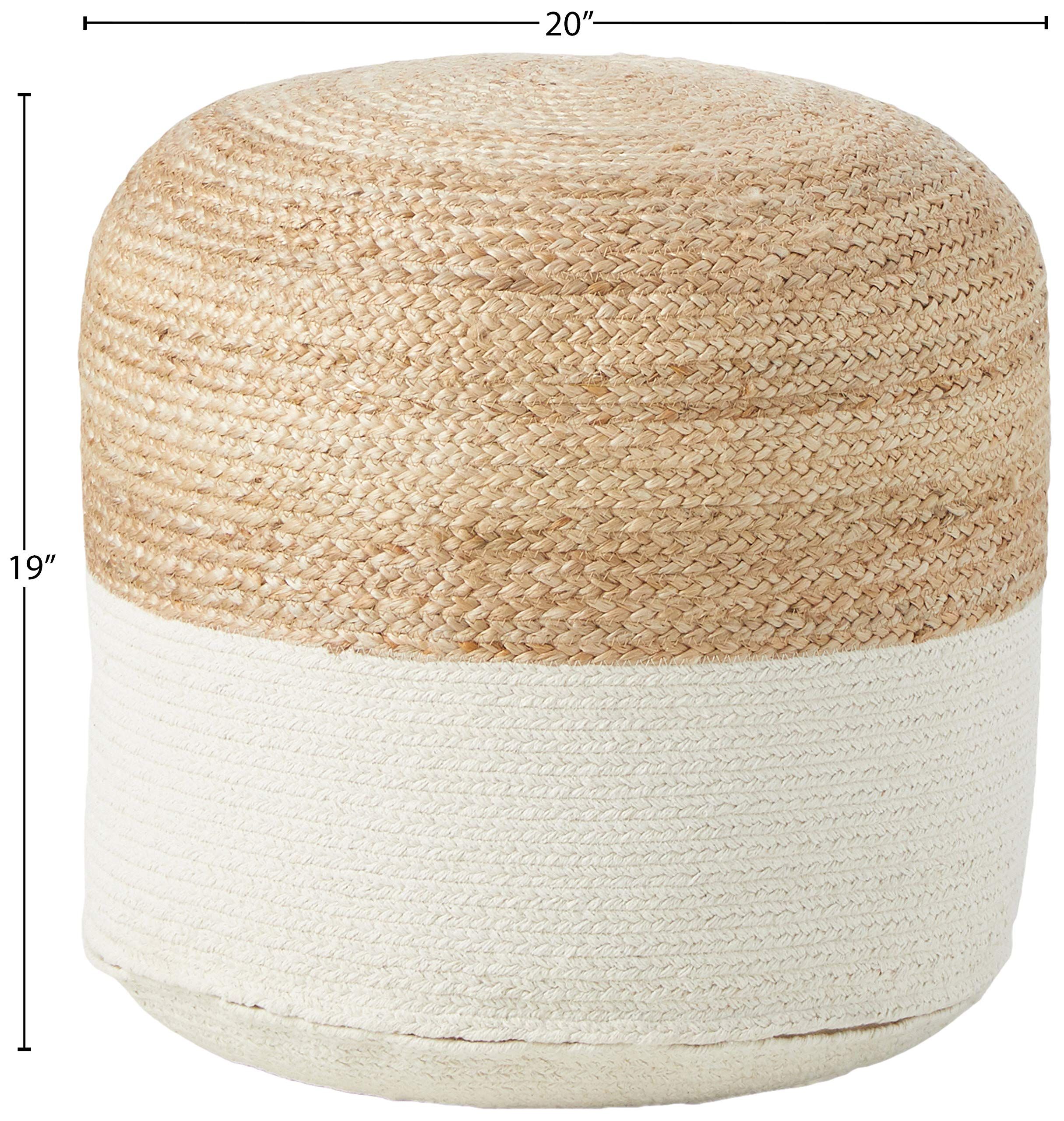 Signature Design by Ashley - Sweed Valley Pouf - Comfortable Pouf & Ottoman - Casual - Natural/Wh... | Amazon (US)