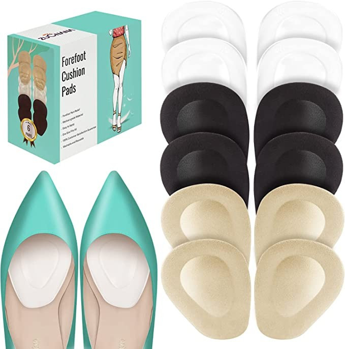 (12 Pieces)Metatarsal Pads for Women | Reusable Ball of Foot Cushions for Women High Heels | Soft... | Amazon (US)