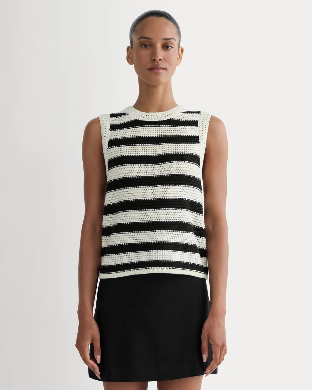 The Organic Cotton Open-Stitch Tank | Canvas / Black | Everlane