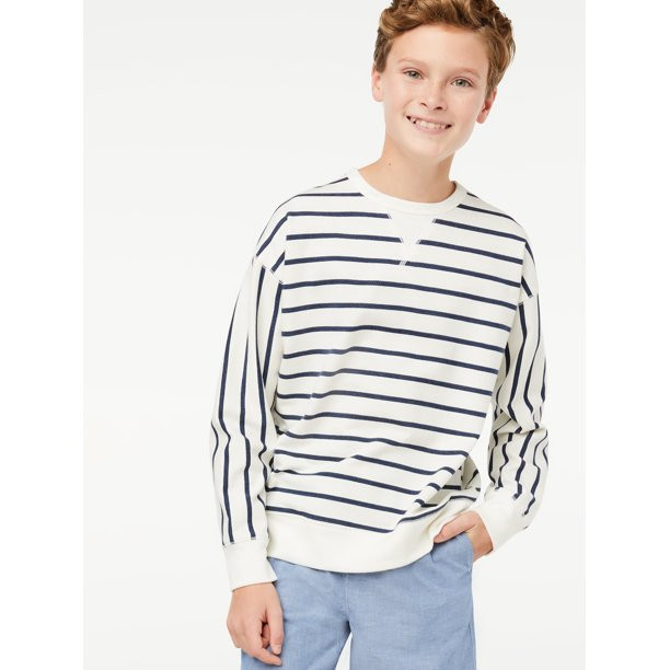 Free Assembly Boys' Stripe Crewneck Top, Sizes 4-18 - Walmart.com | Walmart (US)