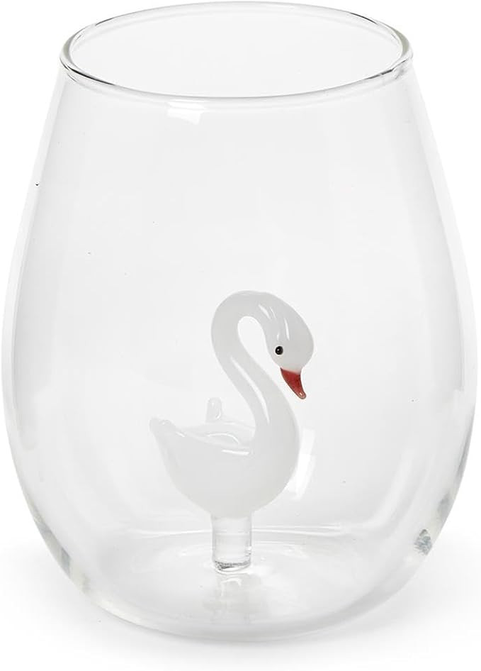 Two's Company Swan Stemless Wine Glass, 20-Ounce, Glass | Amazon (US)