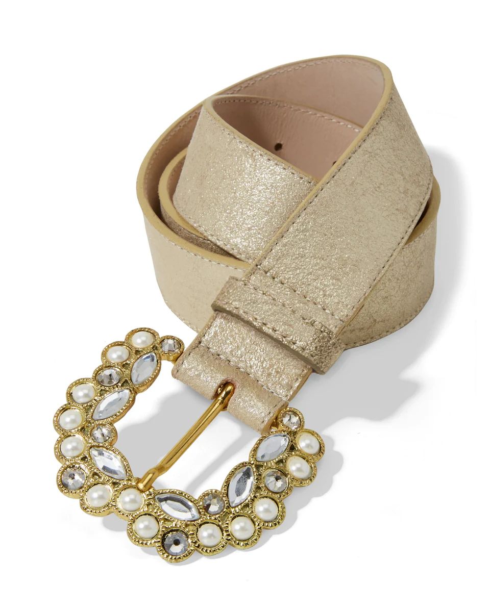 Pearl And Embellished Belt Gold | Boston Proper
