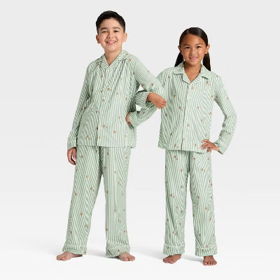 Kids' Gingerbread Striped Long Sleeve Shirt and Pants Holiday Matching Family Pajama Set - Wonder... | Target