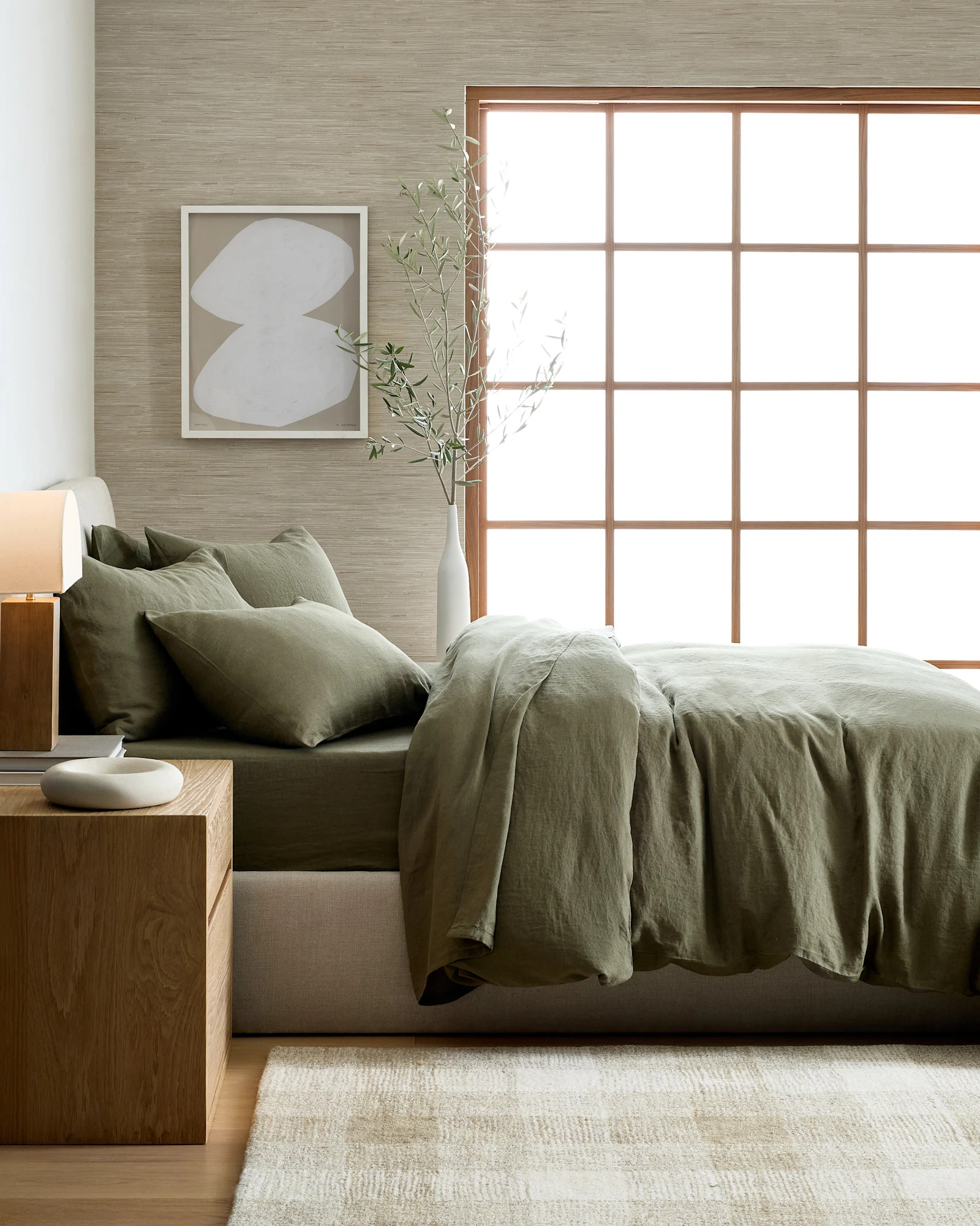 European Linen Deluxe Bedding Bundle in Dusty Olive | Quince