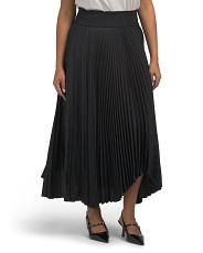 Smocked Waist Band Pleated Midi Skirt With Uneven Hem | Marshalls
