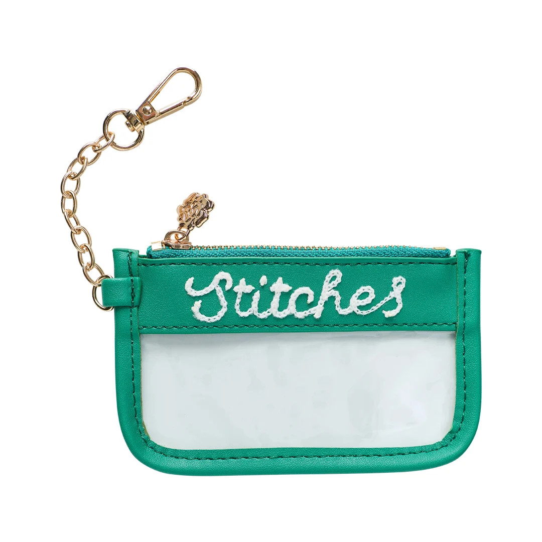 Green Mini Stitches Clear Zip Pouch | Penny Linn Designs