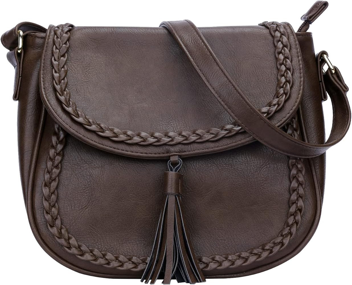 KKXIU Casual Flap Saddle Crossbody Bags for Women Purses and Handbags with Tassel | Amazon (US)