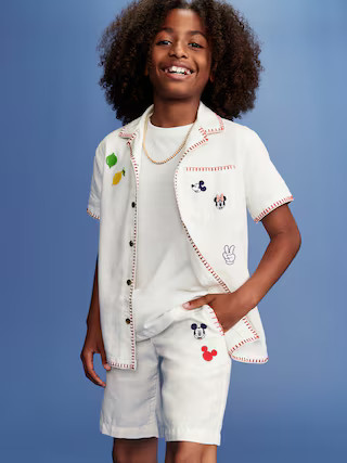 Old Navy x Disney© Mickey Mouse Knee Length Linen-Blend Shorts for Boys | Old Navy (US)