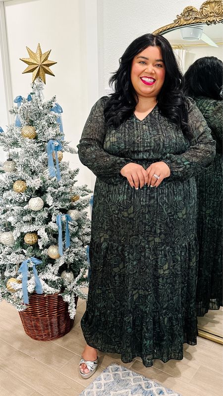 I love this green holiday  dress from Lane Bryant and how it can be worn for a holiday or winter event. This dress is a little long on me but it’s absolutely gorgeous! 

I paired it with my favorite platform heels from Scoop available at Walmart. These are wide width friendly platform heels! 

#LTKplussize #LTKGiftGuide #LTKHoliday