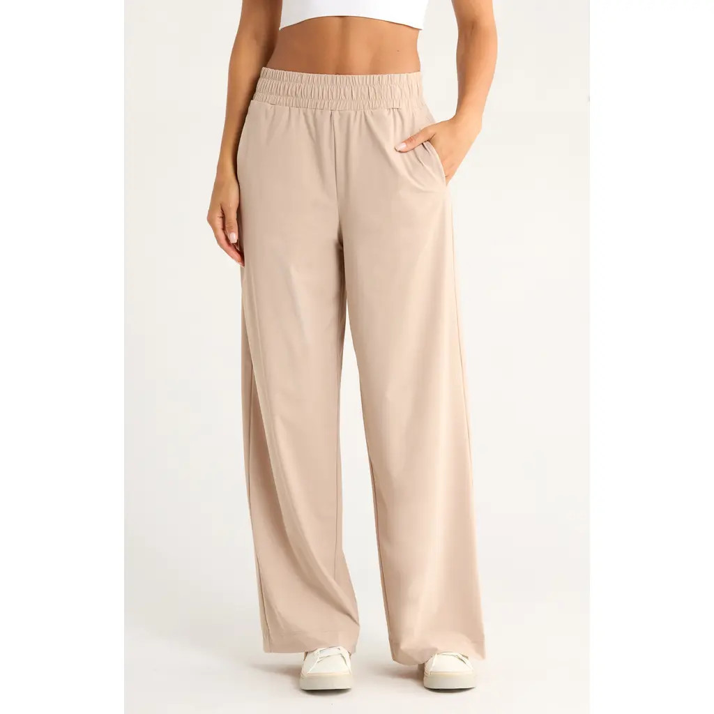 Zella Transit Wide Leg Pants in Tan Thread at Nordstrom, Size X-Large | Nordstrom