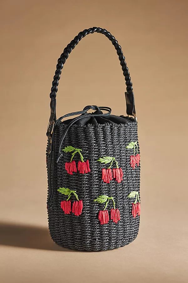 Raffia Fruit Bucket Bag By By Anthropologie in Black | Anthropologie (US)