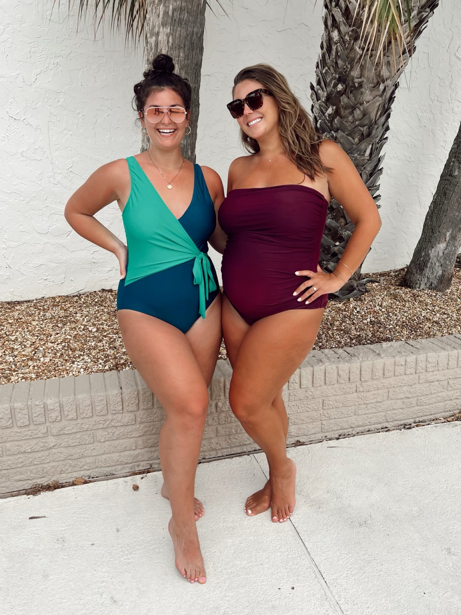 Pool day swimsuit! We are both wearing size 16 in our swimsuits, mine is long torso for the bump! 

#LTKcurves #LTKswim #LTKSeasonal