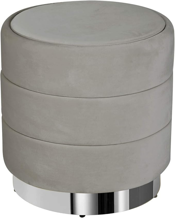 Inspire Me! Home Décor Olivia Round Ottoman with Gorgeous Tier Panel Design, Classy Soft Velvet,... | Amazon (US)