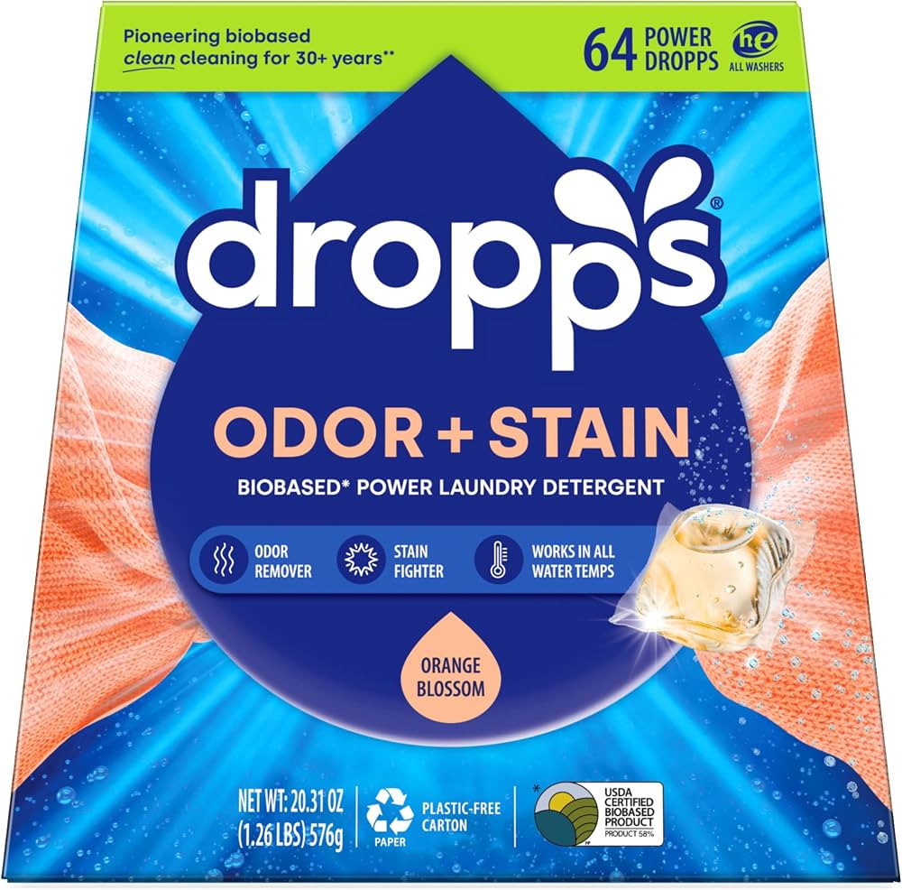 Dropps Odor & Stain Laundry Detergent Pods, Orange Blossom (64 Count) - Powerful Laundry Pods | C... | Amazon (US)