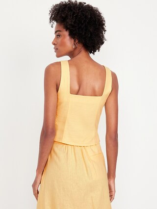 Button-Front Linen-Blend Vest | Old Navy (US)