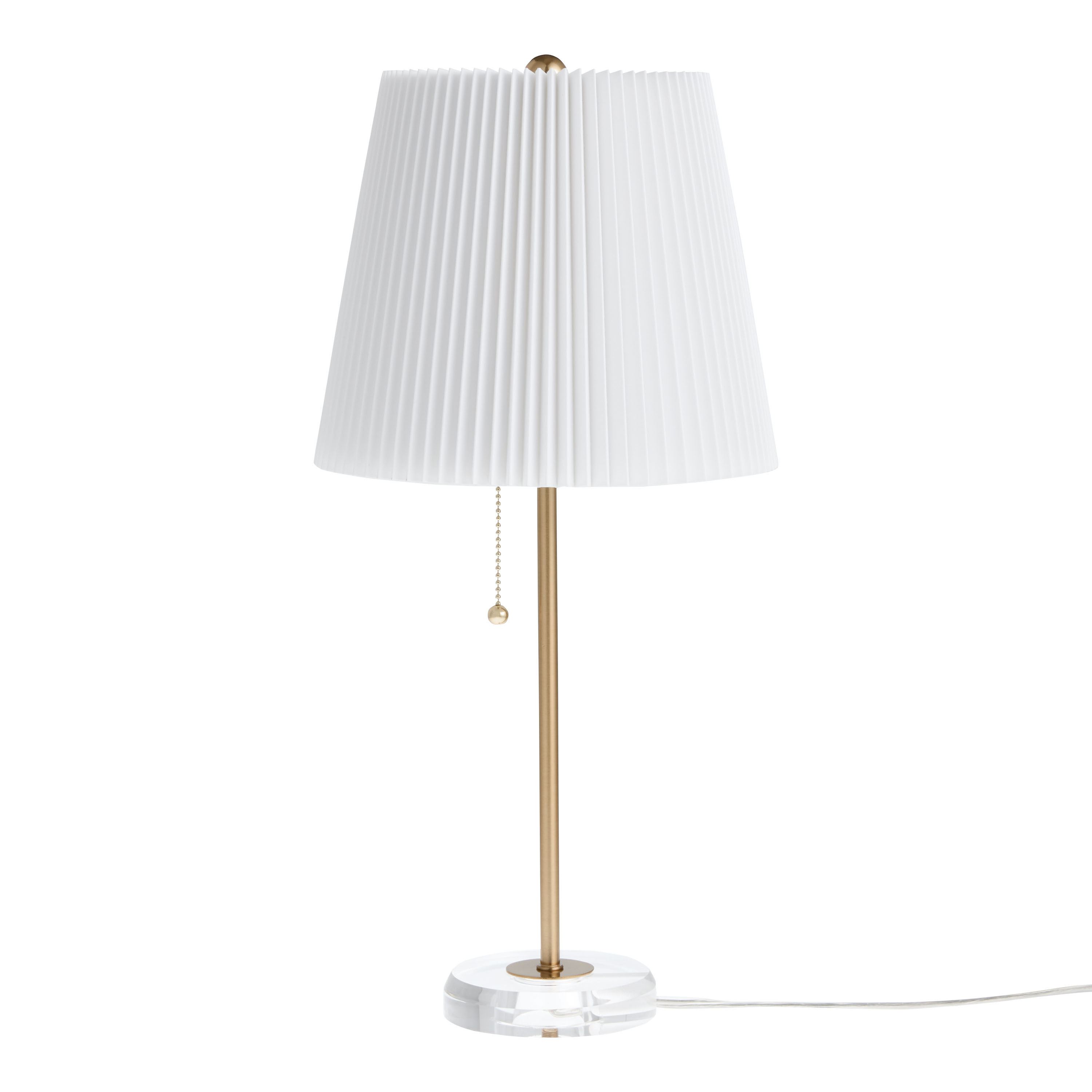 Colson Crystal Glass and Gold Metal Pleated Shade Table Lamp | World Market