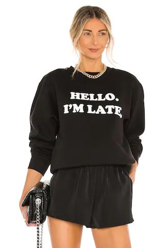 DEPARTURE Hello I'm Late Sweatshirt in Black from Revolve.com | Revolve Clothing (Global)