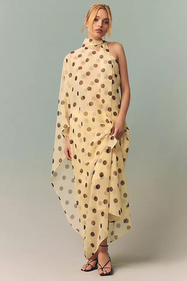 Polka Dot One-Shoulder Maxi Dress | Anthropologie (US)