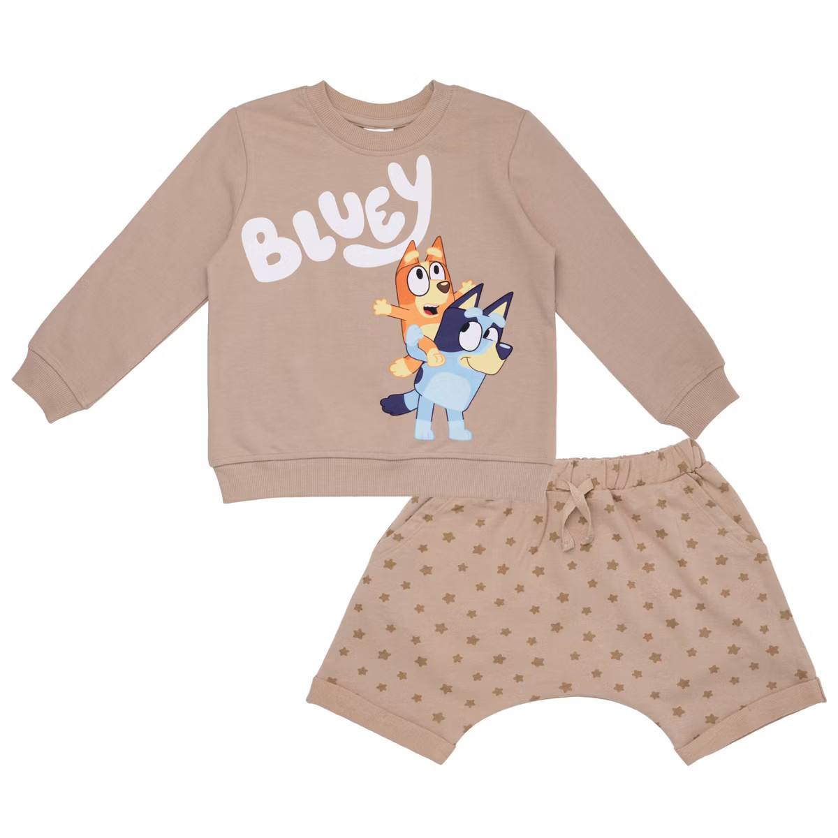 Toddler Bluey and Friends 2pc Pullover Shorts Set - Tan 18M | Target