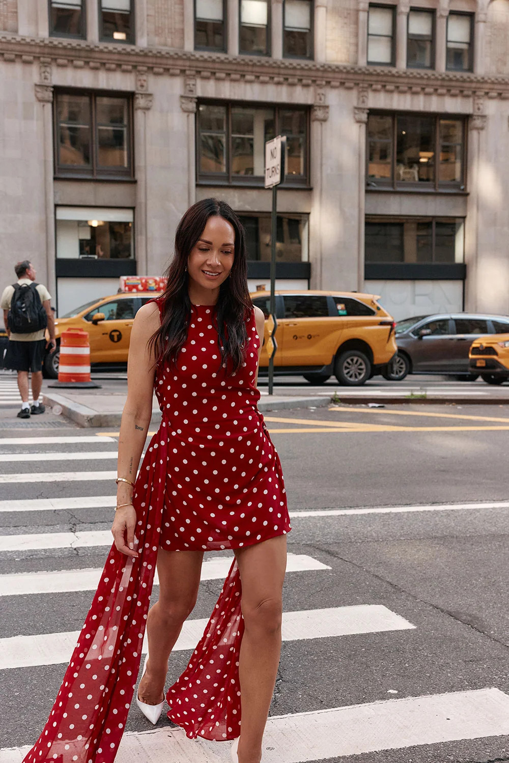 Red Polka Dot Chiffon Mini Amelie Dress | Sabo Skirt AU