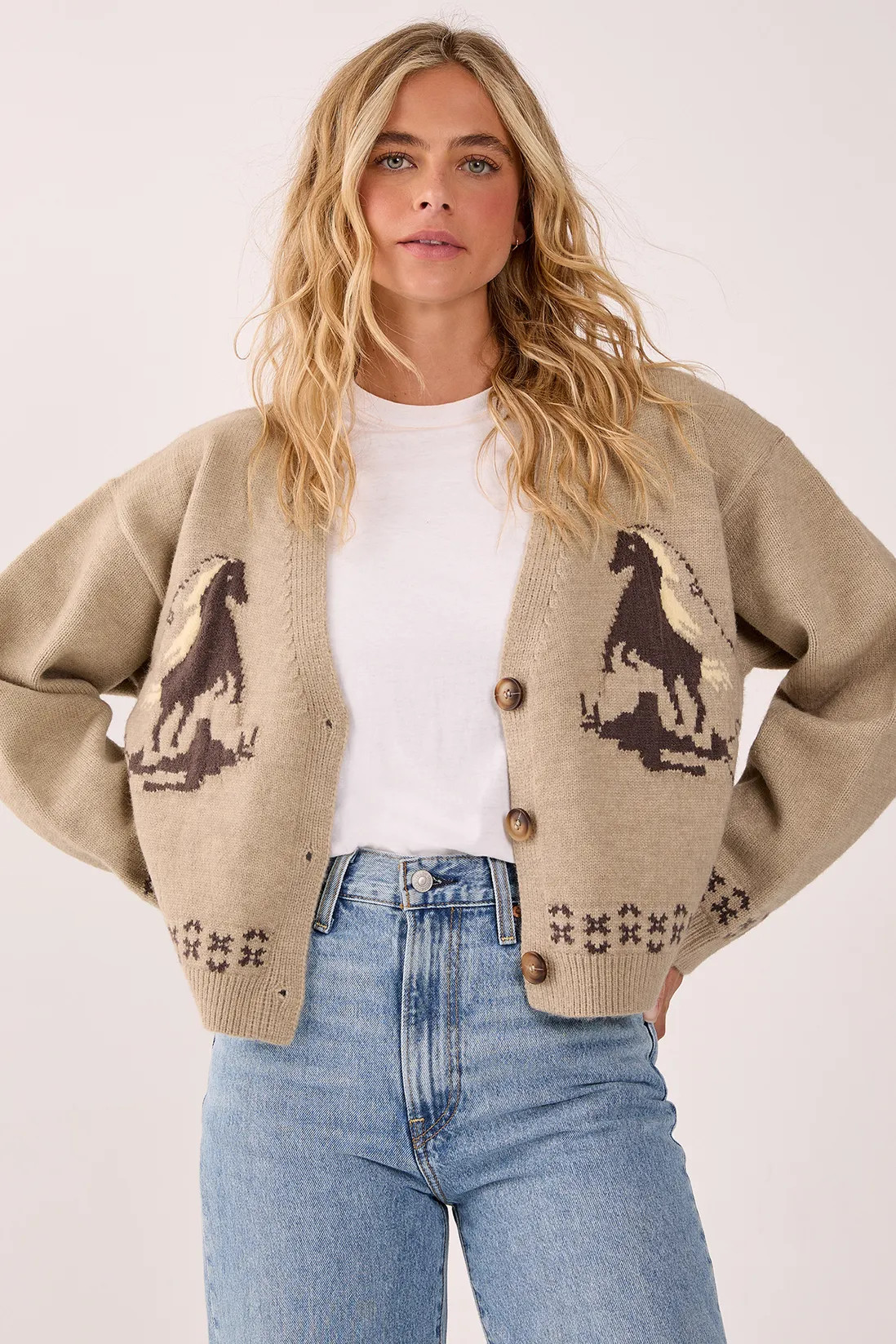 Western Horse Intarsia Boxy Cardigan | Nasty Gal US