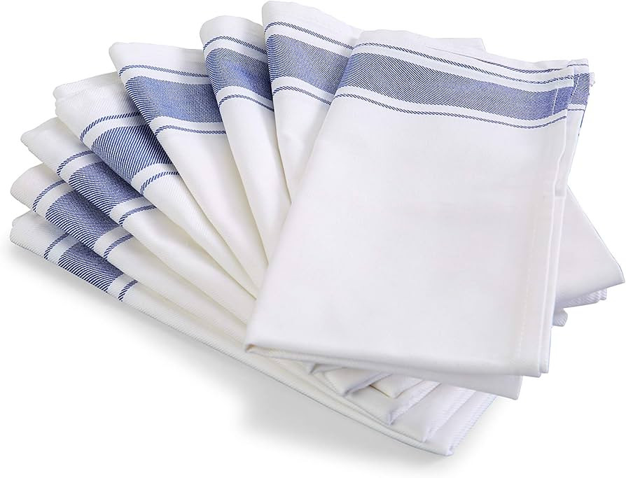 Kozy Kitchen Bistro Stripe Napkins, 100% Cotton 20-Inch by 20-Inch Napkin, Blue Or Pink Stripe Cl... | Amazon (US)
