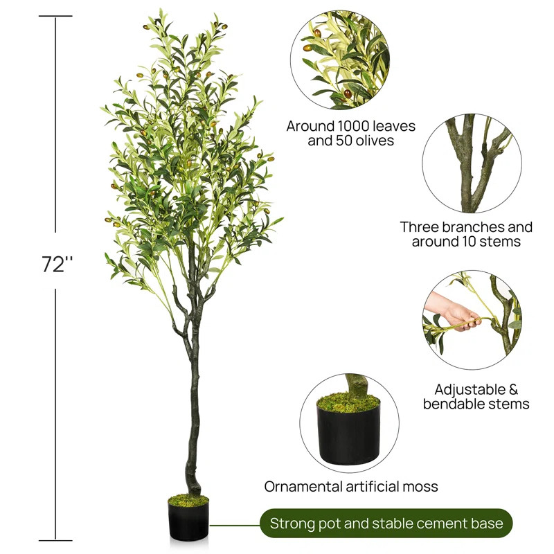 72'' Faux Olive Tree Tree in Pot | Wayfair North America