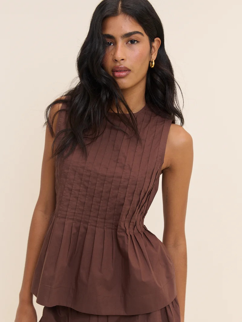 Brown Pintuck Valley Top | Nobody's Child