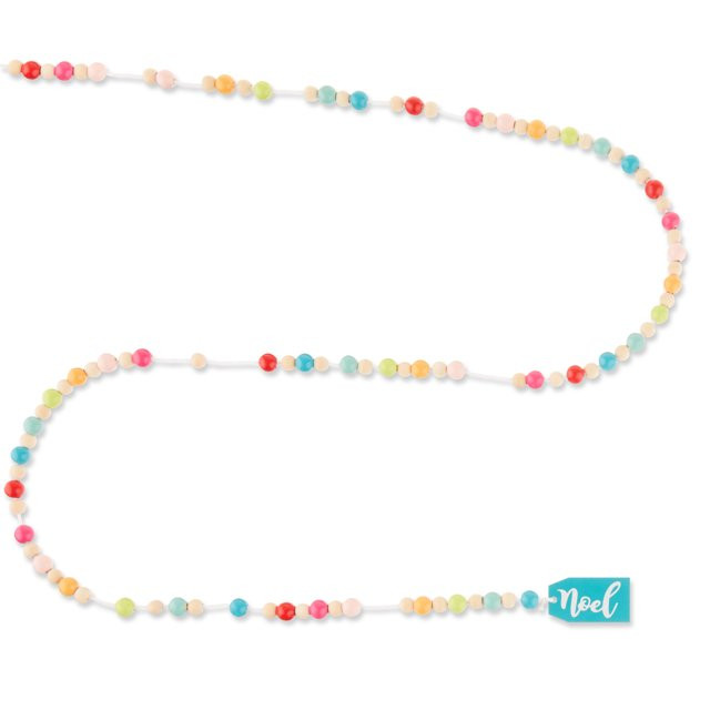 Bright Pink and Blue Mini Wood Bead with Noel Mini Garland Ornament, 8 ft, by Holiday Time | Walmart (US)
