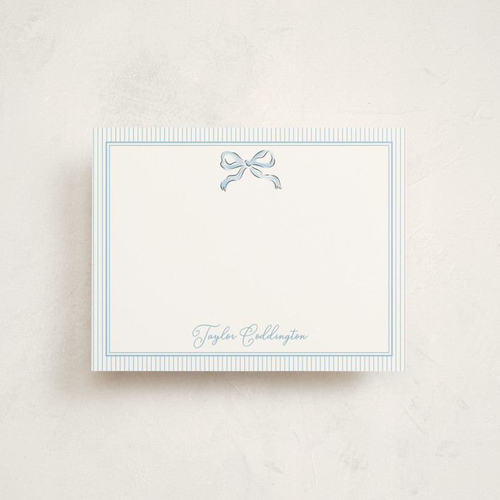 "Bow" - Customizable Personalized Stationery in Blue by Helena Vitto. | Minted