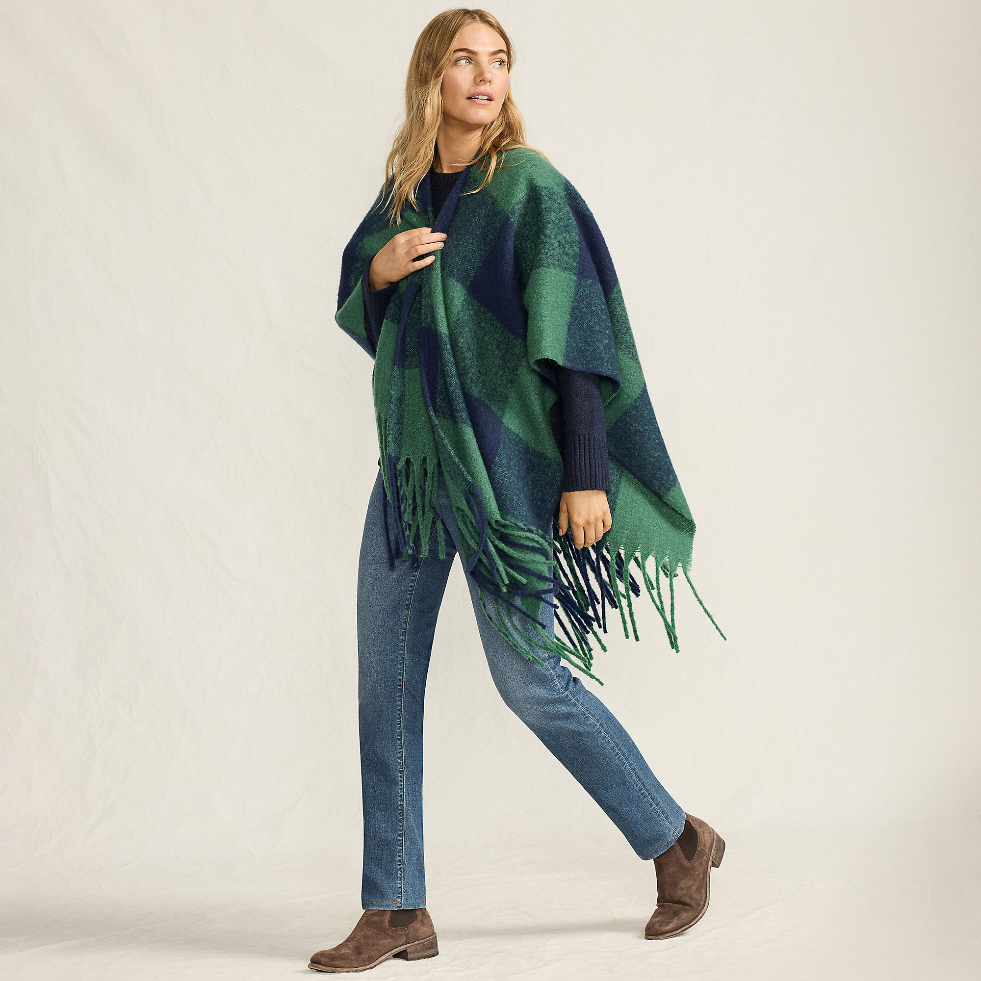Women's Brushed Boucle Ruana | Lands' End (US)