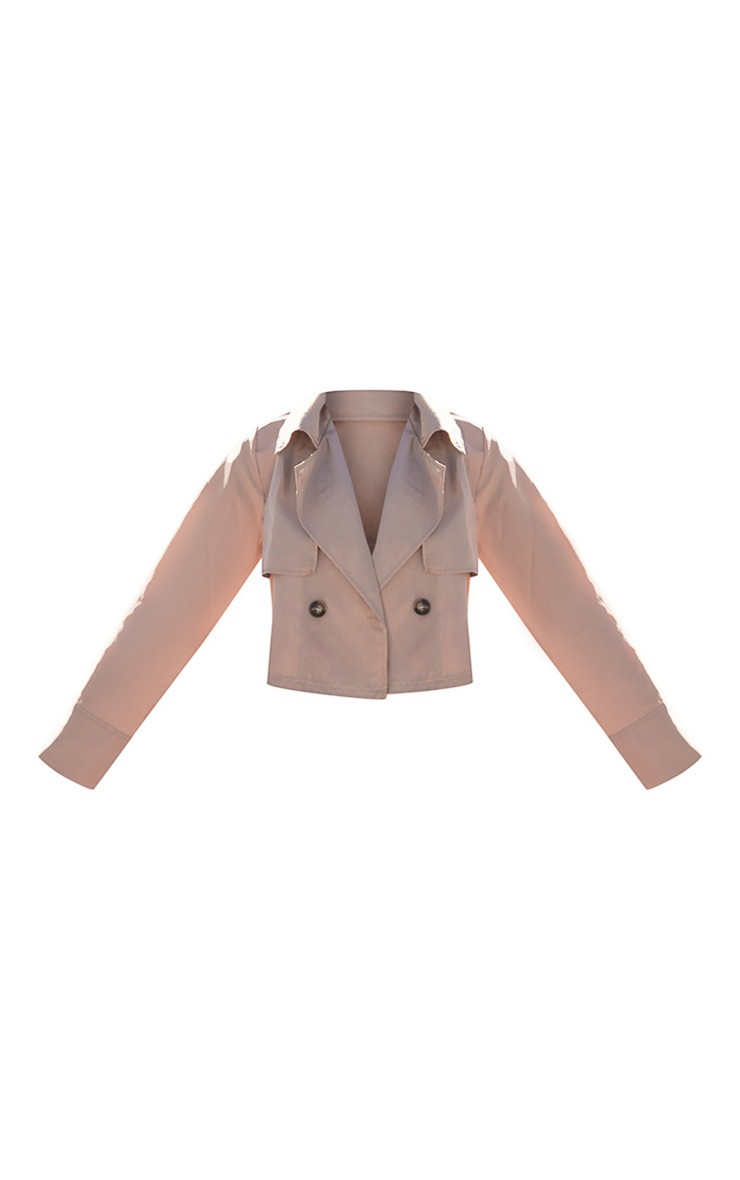 Camel Shell Cropped Trench Coat | PrettyLittleThing UK