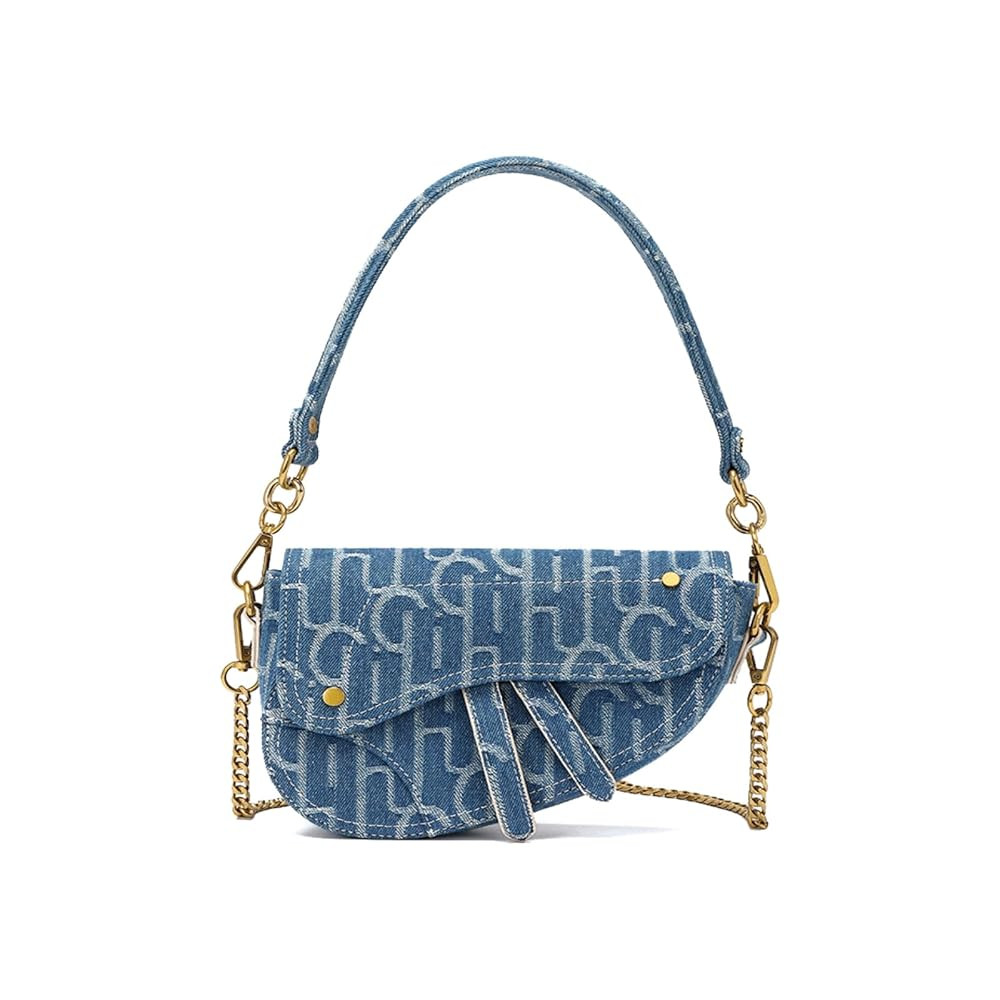 Denim Saddle Bag Clutch Purse Shoulder Handbag for Girls Women Trendy Design Satchel Bags Crossbo... | Amazon (US)