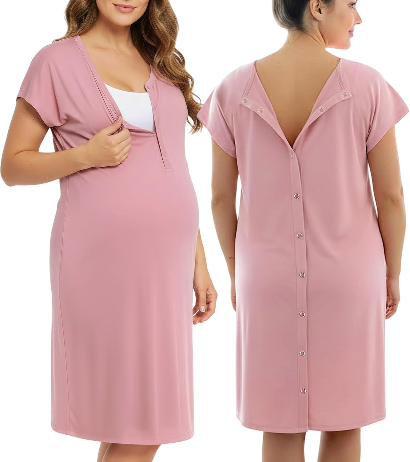 PATPAT Maternity Labor and Delivery Gown, Womens Hospital Gown with Pockets | Amazon (US)