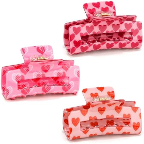 Vovii Valentines Hair Claw Clips for Women, Pink Heart Hair Claw Clips for Valentines Day Hair Ac... | Amazon (US)
