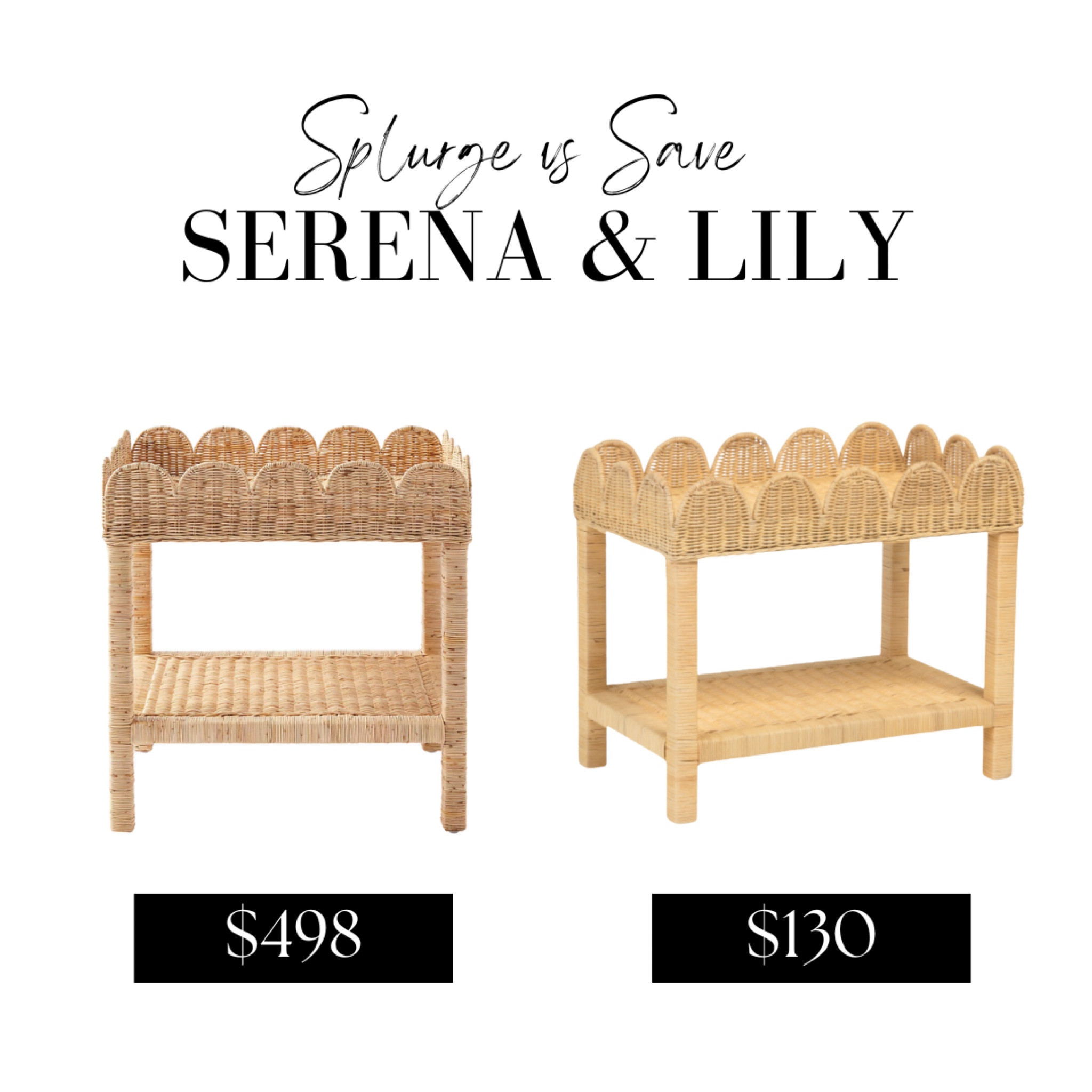 Serena and Lily look for less! Save vs splurge, Serena and Lily scallop rattan table, scallop bar cart, coastal decor, coastal furniture 

#LTKHome