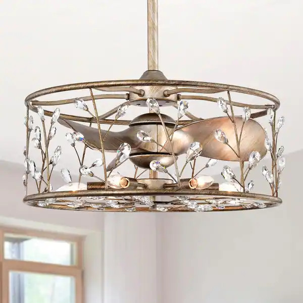 Onyx Antique Gold Finish Modern-Contemporary Crystal Ceiling Fandelier | Bed Bath & Beyond