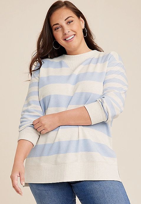 Plus Size Willowsoft Striped Sweatshirt | Maurices