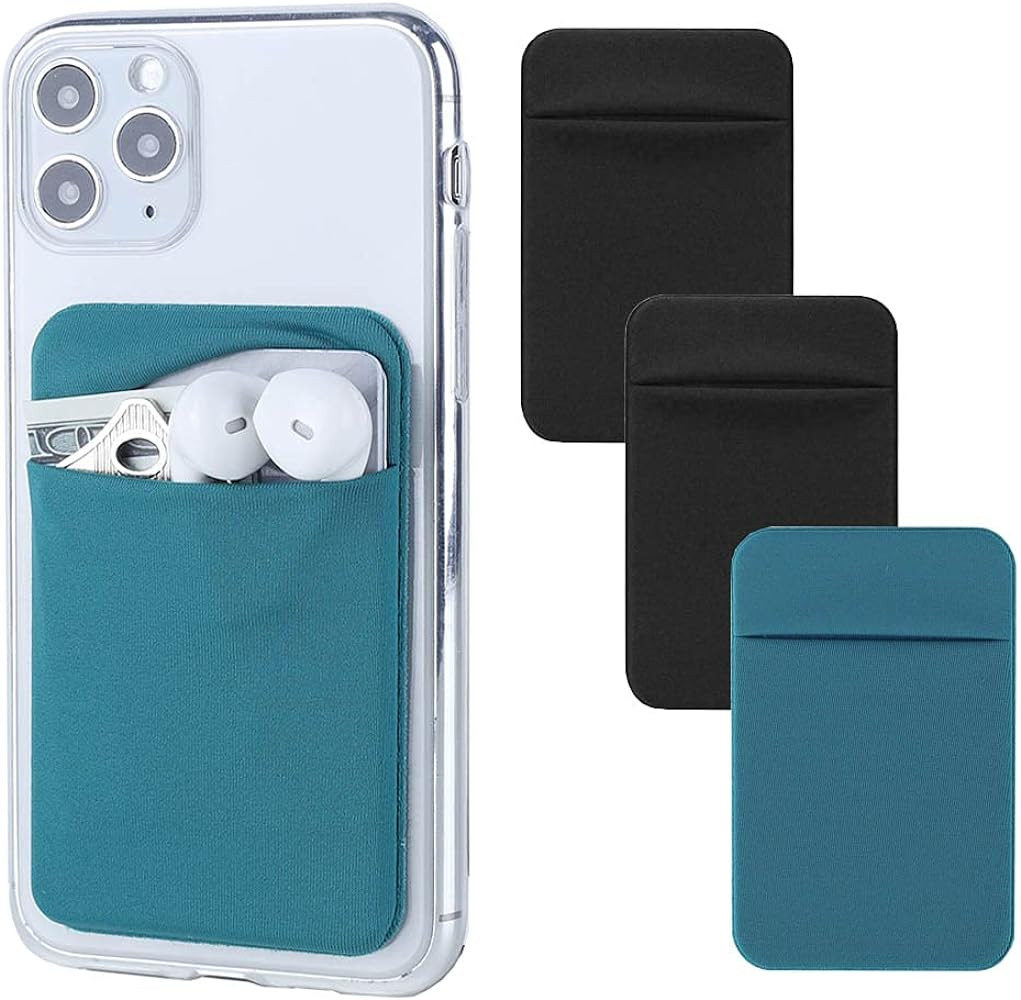 3Pack Cell Phone Card Holder Pocket for Back of Phone,Stretchy Stick on Wallet Credit Card ID Cas... | Amazon (US)