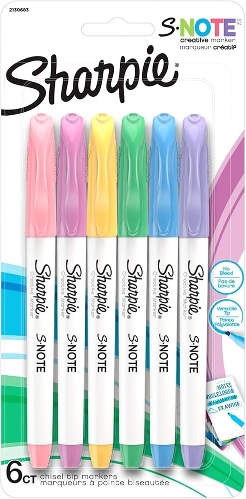 Sharpie, S-Note Creative Markers Highlighters Assorted Colors Chisel Tip, 6 Count | Amazon (US)