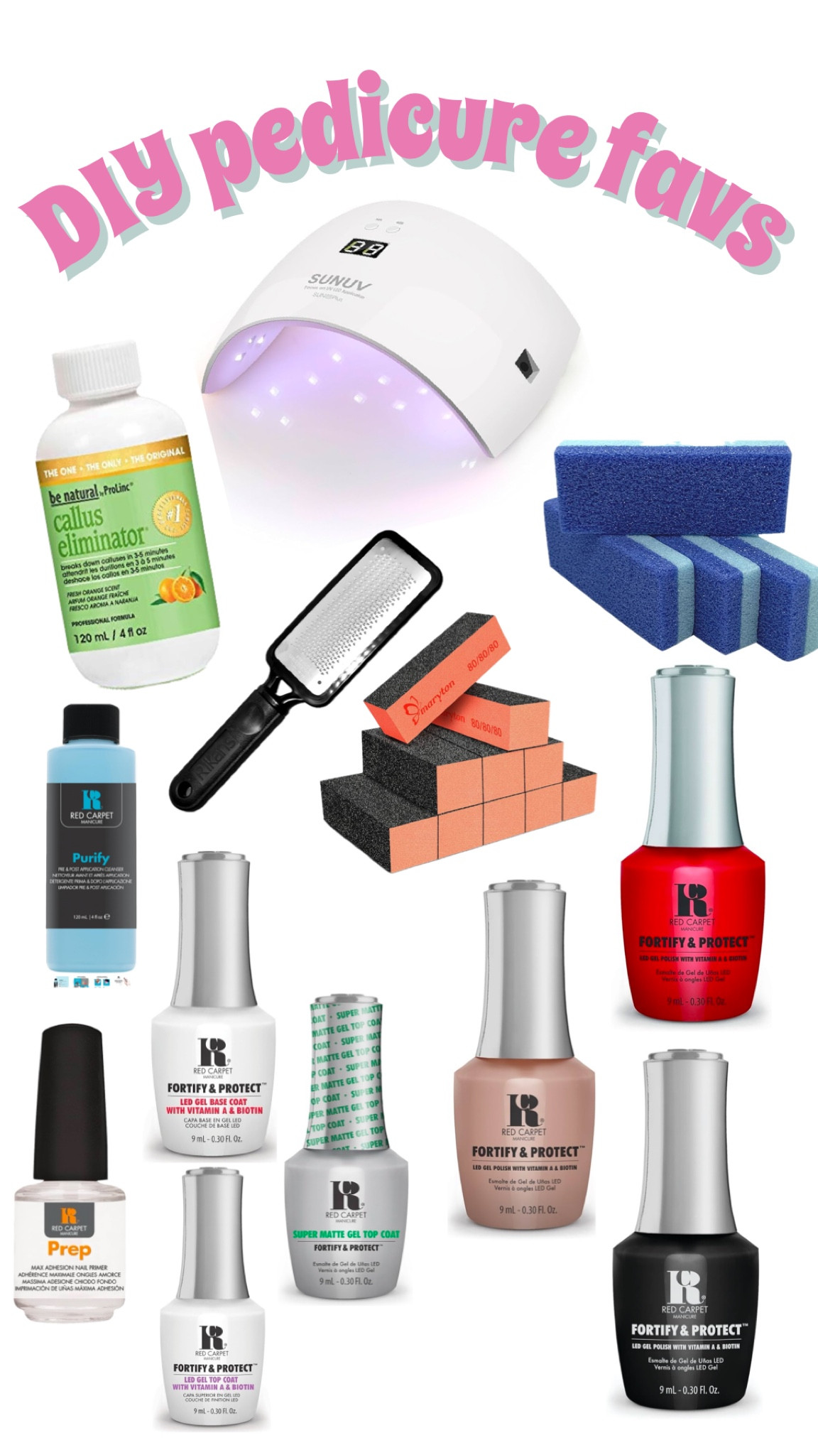DIY pedicure necessities! 
I love the red carpet gel. It does come in a small bottle but they seem to last forever! 

Nail polish, diy, gel, red carpet, uv led light

#LTKFindsUnder50 #LTKGiftGuide