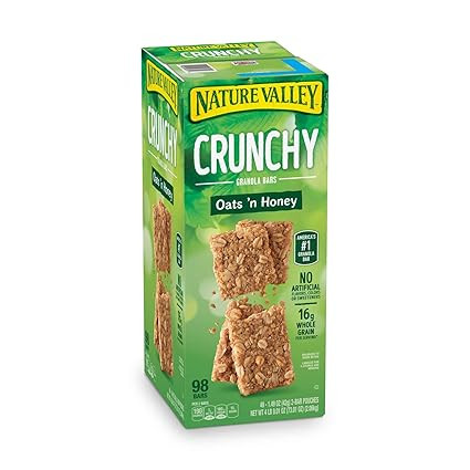 Nature Valley Crunchy Granola Bars Oats 'N Honey - 98 Bars Of 2 bar Pouches of 49ct-1.49oz | Amazon (US)