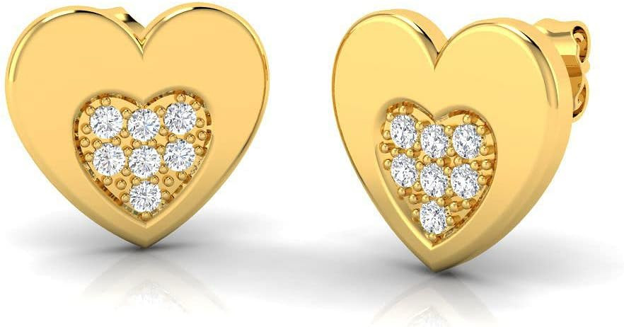 Amazon.com: Gold Plated on 925 Sterling Silver Lab Grown Diamond Heart Shape Stud Earrings for Wo... | Amazon (US)