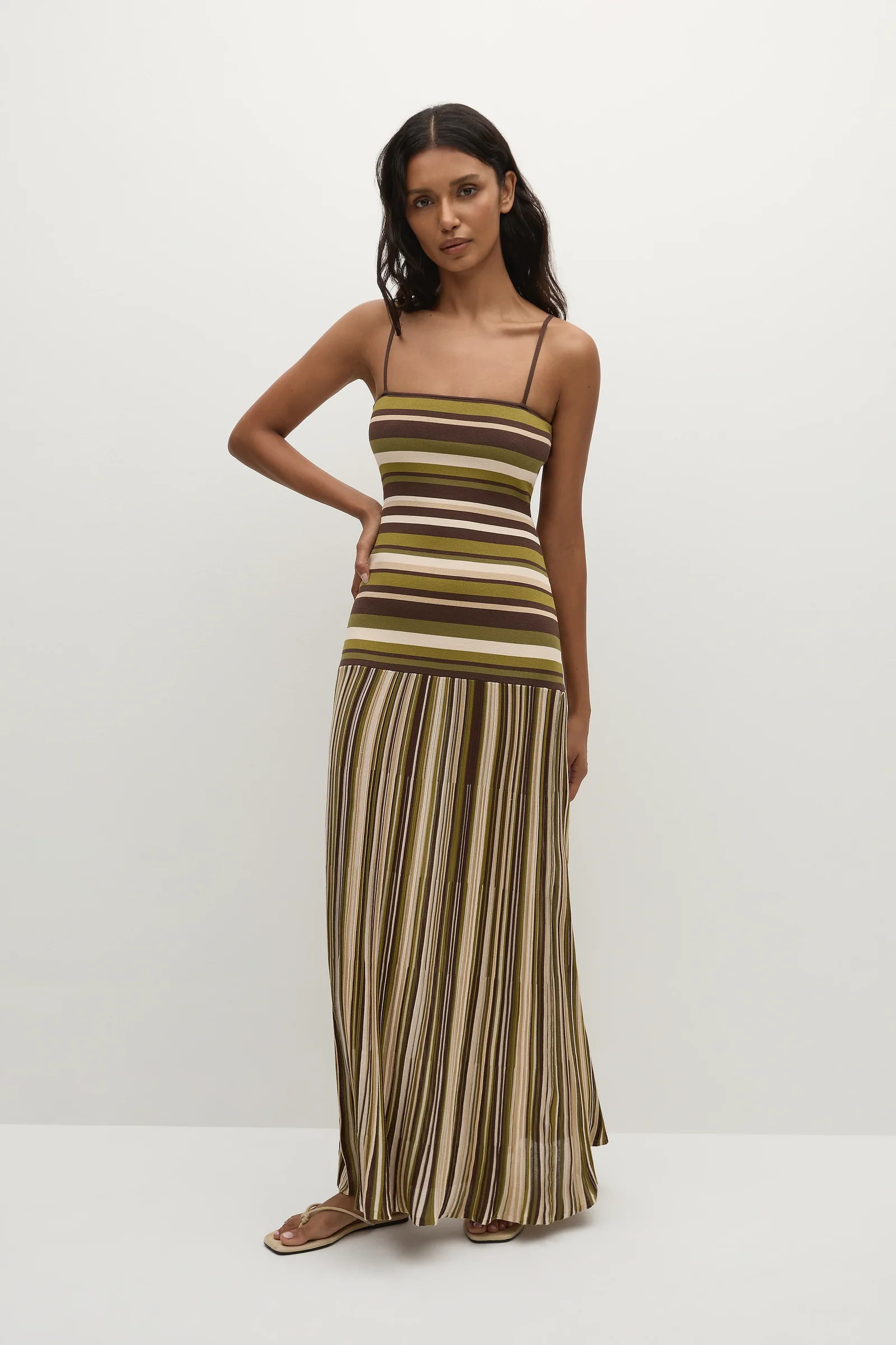 Essenia Knit Dress Espresso Pine Stripe | Faithfull (AU)